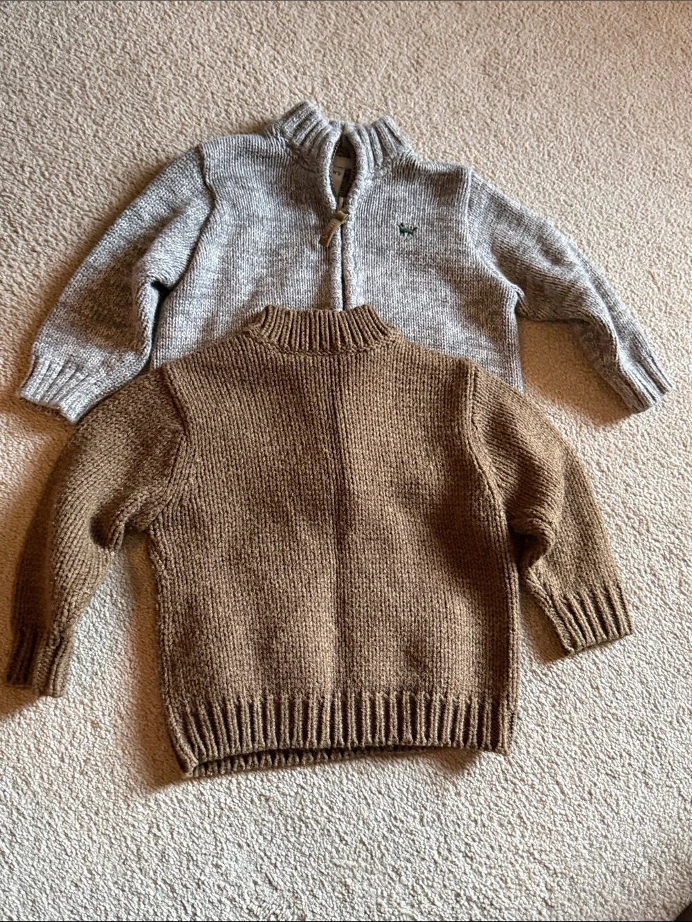 Old Navy Vintage Wool Blend Sweater And Carters Cotton Full Zip Sz 12-18 Months